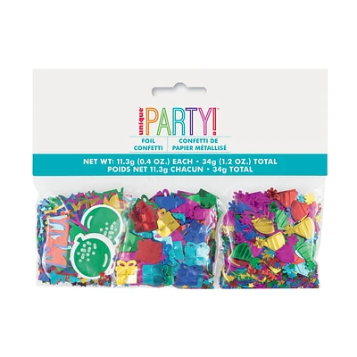 Party Shapes Birthday Foil Confetti, 1.2oz., Assorted, 3ct, Includes 1.2oz confetti total