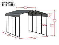 Arrow Carport 12 ft. x 20 ft. x 9 ft. Charcoal