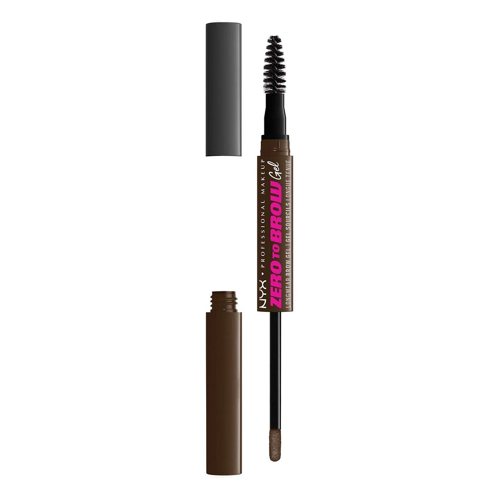 NYX PROFESSIONAL MAKEUP, Zero To Brow Longwear Gel, Dual-ended Liquid Eyebrow gel, Vegan Formula - Taupe, Dual-ended vegan liquid brow gel