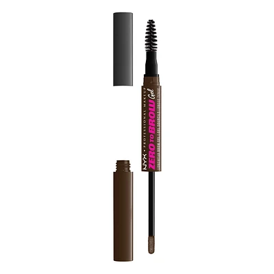 NYX PROFESSIONAL MAKEUP, Gel à sourcils longue tenue Zero to Brow, Gel liquide à 2 extrémités, Formule végétalienne - Taupe Gel à sourcils liquide