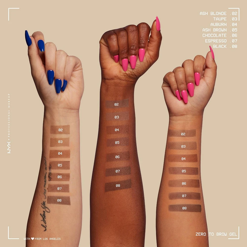 NYX PROFESSIONAL MAKEUP, Zero To Brow Longwear Gel, Dual-ended Liquid Eyebrow gel, Vegan Formula - Taupe, Dual-ended vegan liquid brow gel