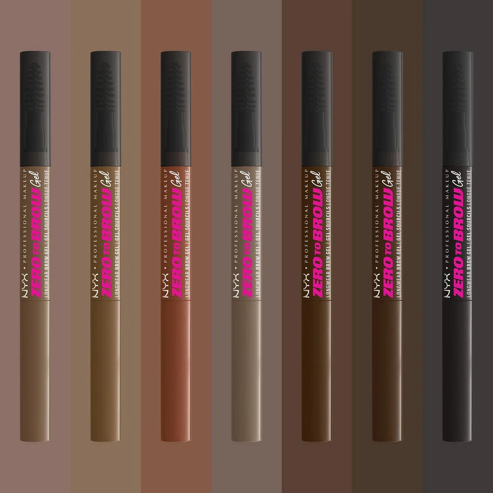 NYX PROFESSIONAL MAKEUP, Zero To Brow Longwear Gel, Dual-ended Liquid Eyebrow gel, Vegan Formula - Taupe, Dual-ended vegan liquid brow gel