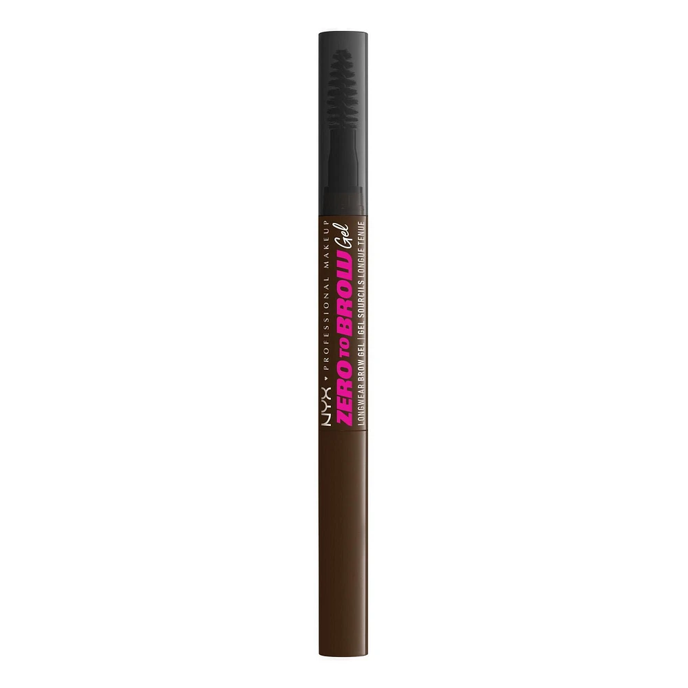 NYX PROFESSIONAL MAKEUP, Zero To Brow Longwear Gel, Dual-ended Liquid Eyebrow gel, Vegan Formula - Taupe, Dual-ended vegan liquid brow gel