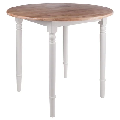 Winsome Sorella Round Drop Leaf Table Natura/White Finish