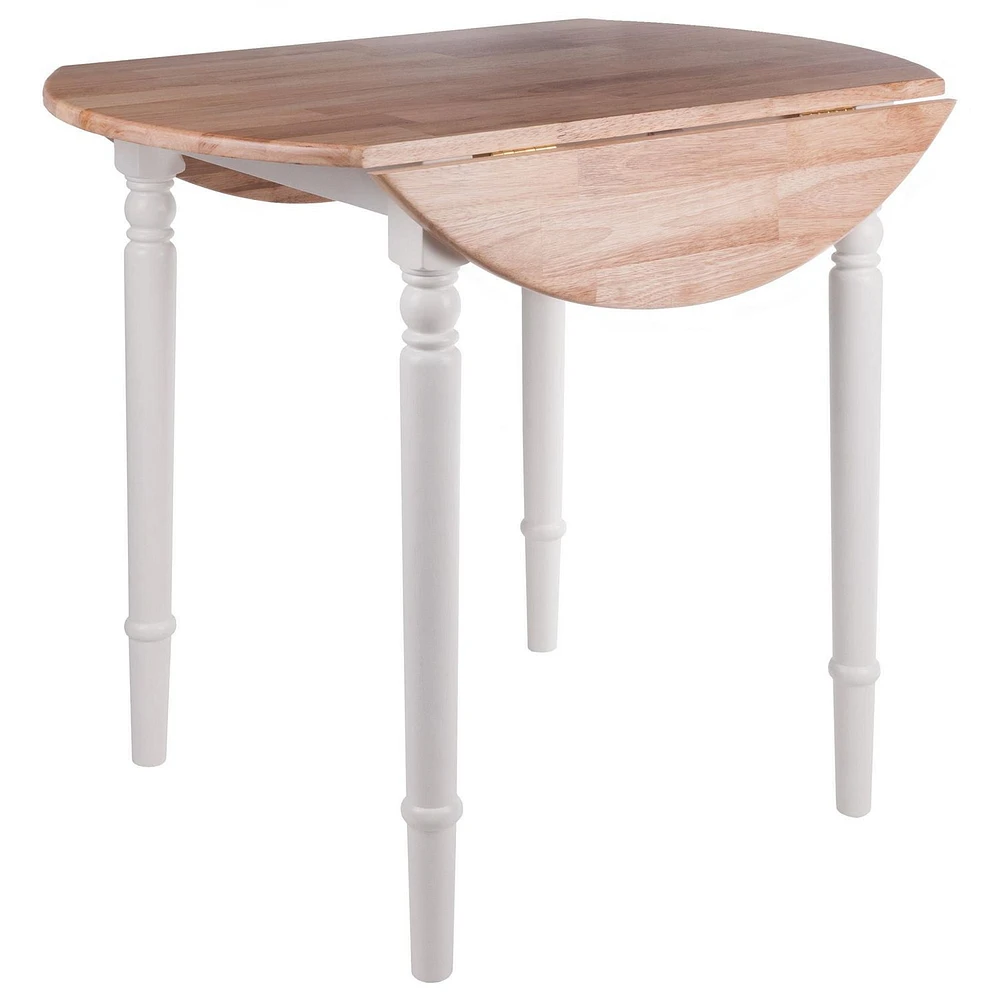 Winsome Sorella Round Drop Leaf Table Natura/White Finish