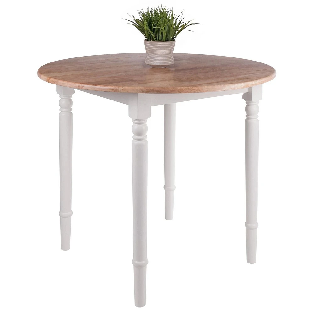 Winsome Sorella Round Drop Leaf Table Natura/White Finish