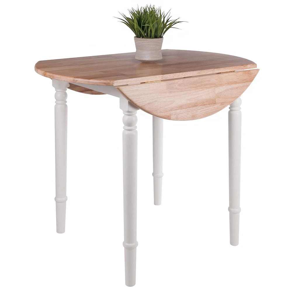 Winsome Sorella Round Drop Leaf Table Natura/White Finish