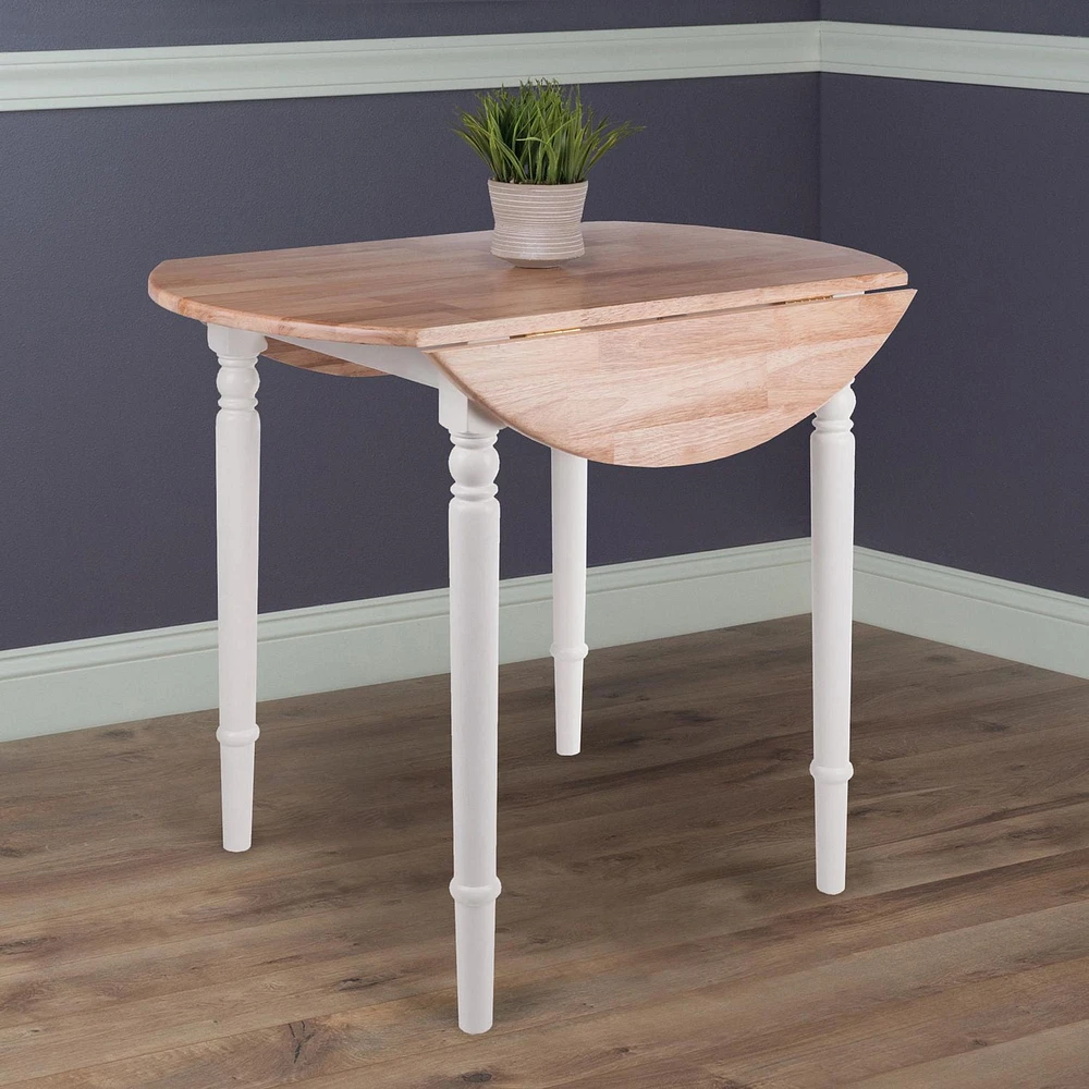 Winsome Sorella Round Drop Leaf Table Natura/White Finish