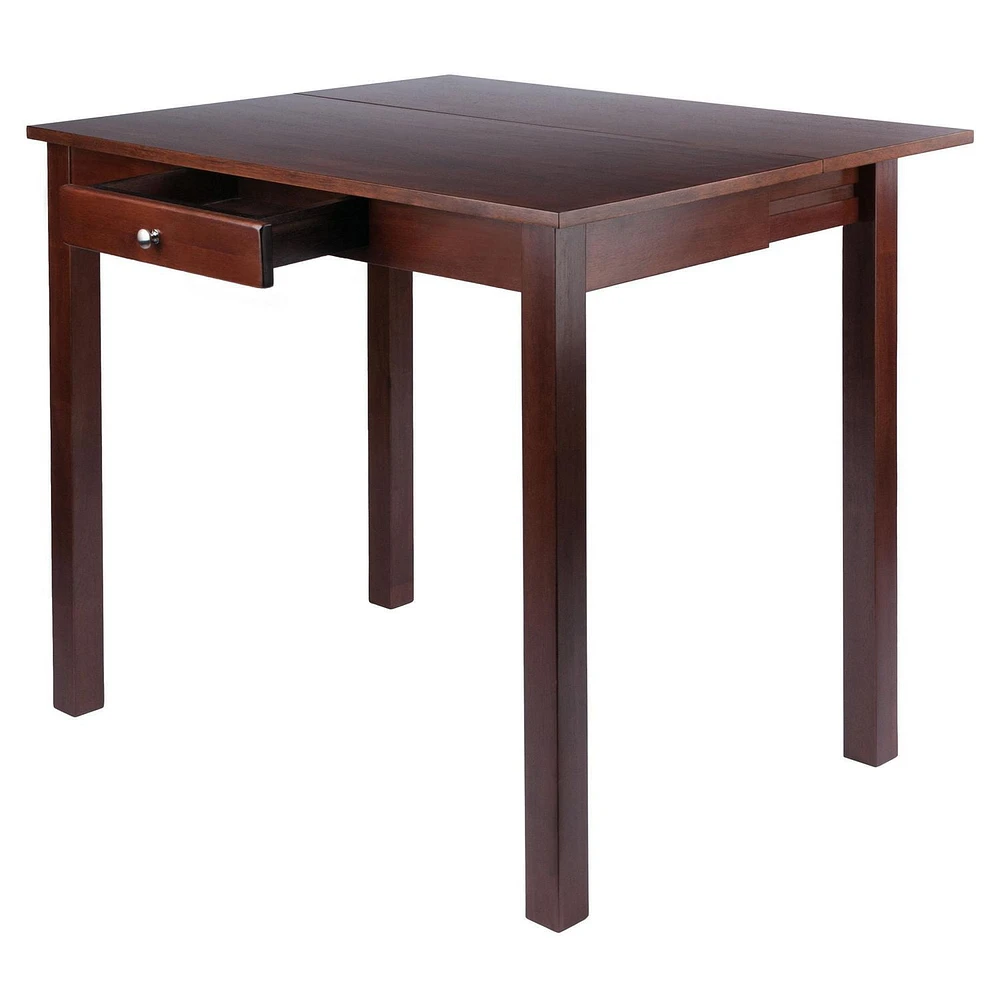 Winsome Perrone High Table with Drop Leaf, Walnut Finish