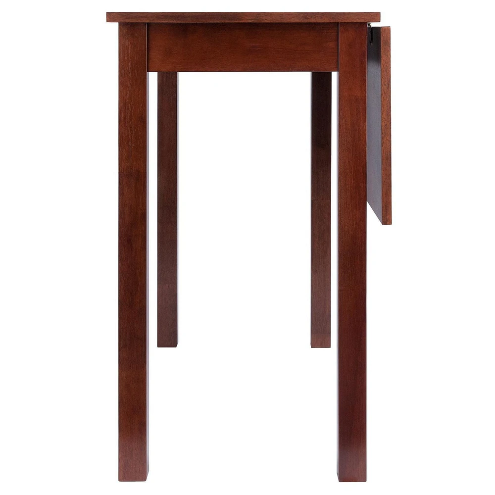 Winsome Perrone High Table with Drop Leaf, Walnut Finish