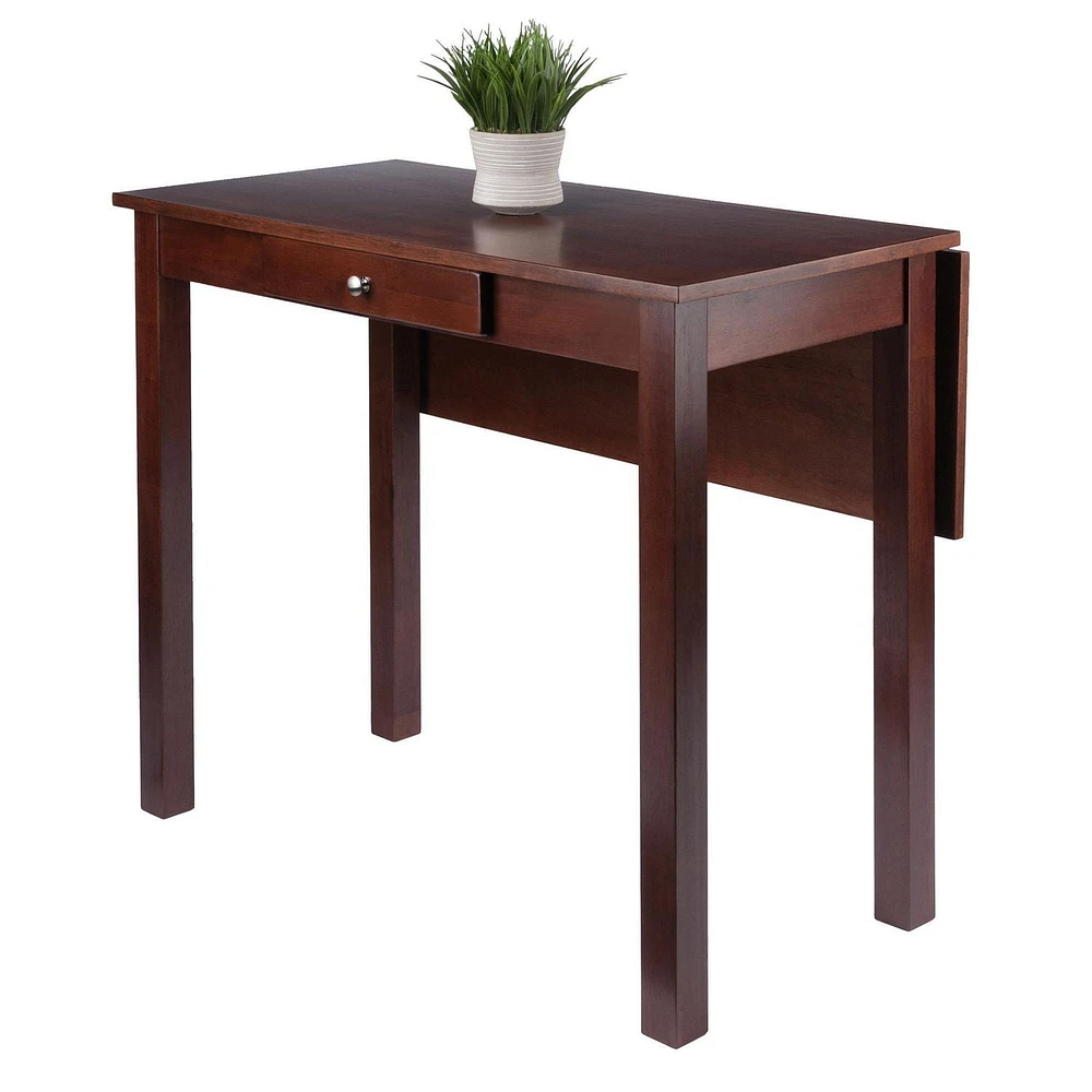 Winsome Perrone High Table with Drop Leaf, Walnut Finish