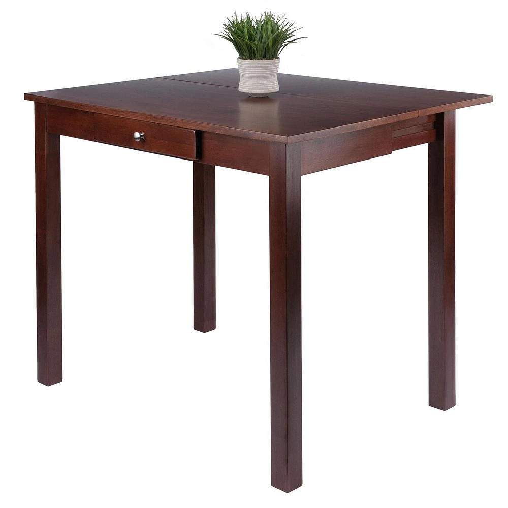 Winsome Perrone High Table with Drop Leaf, Walnut Finish