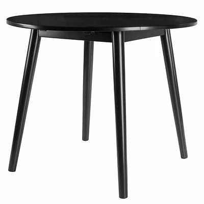 Winsome Moreno 36" Round Drop  Leaf Table, Black Finish