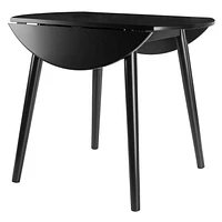 Winsome Moreno 36" Round Drop  Leaf Table, Black Finish