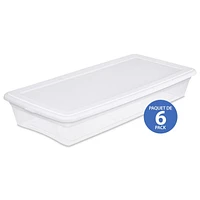 Sterilite 39L Underbed Storage Box- White- 6PK