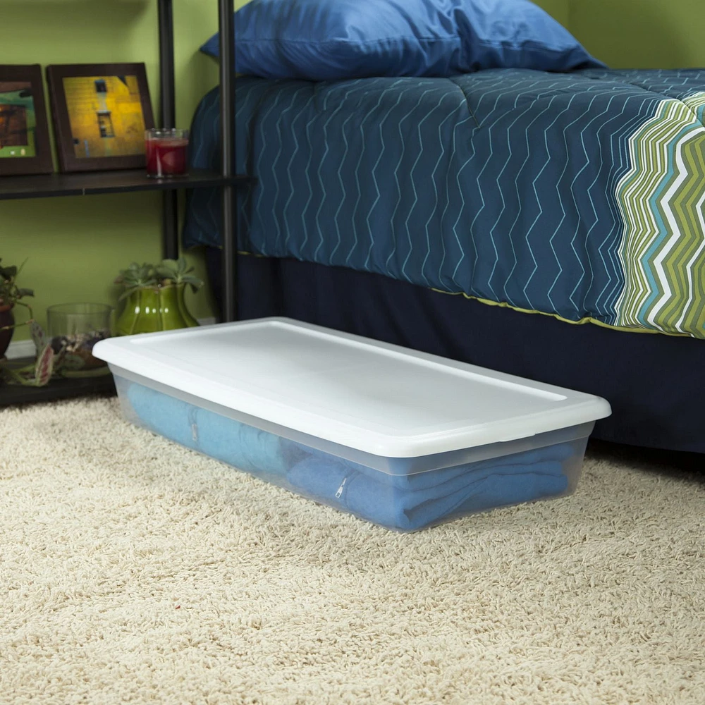 Sterilite 39L Underbed Storage Box- White- 6PK