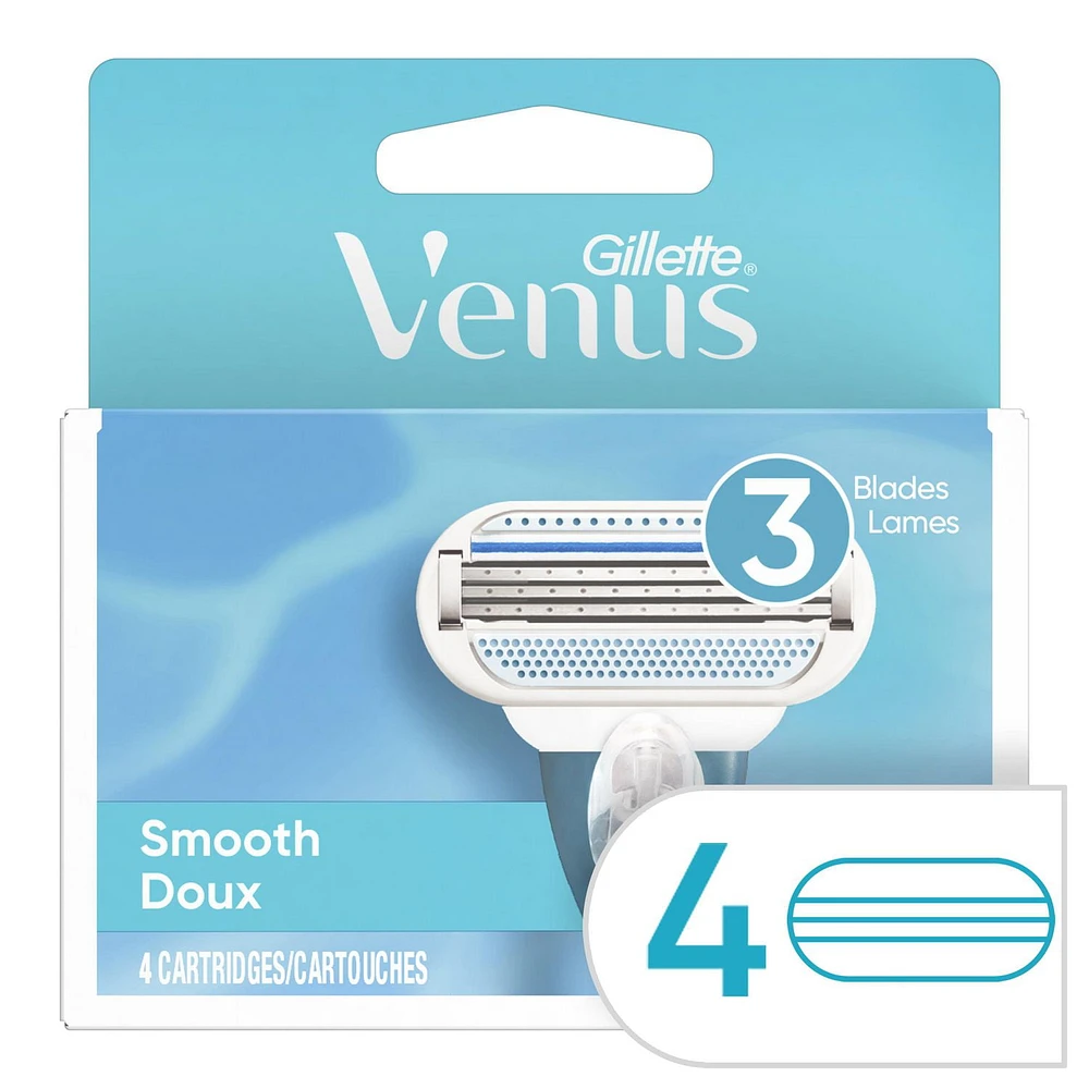 Gillette Venus Smooth Women's Razor Blade Refills, 4 Refills