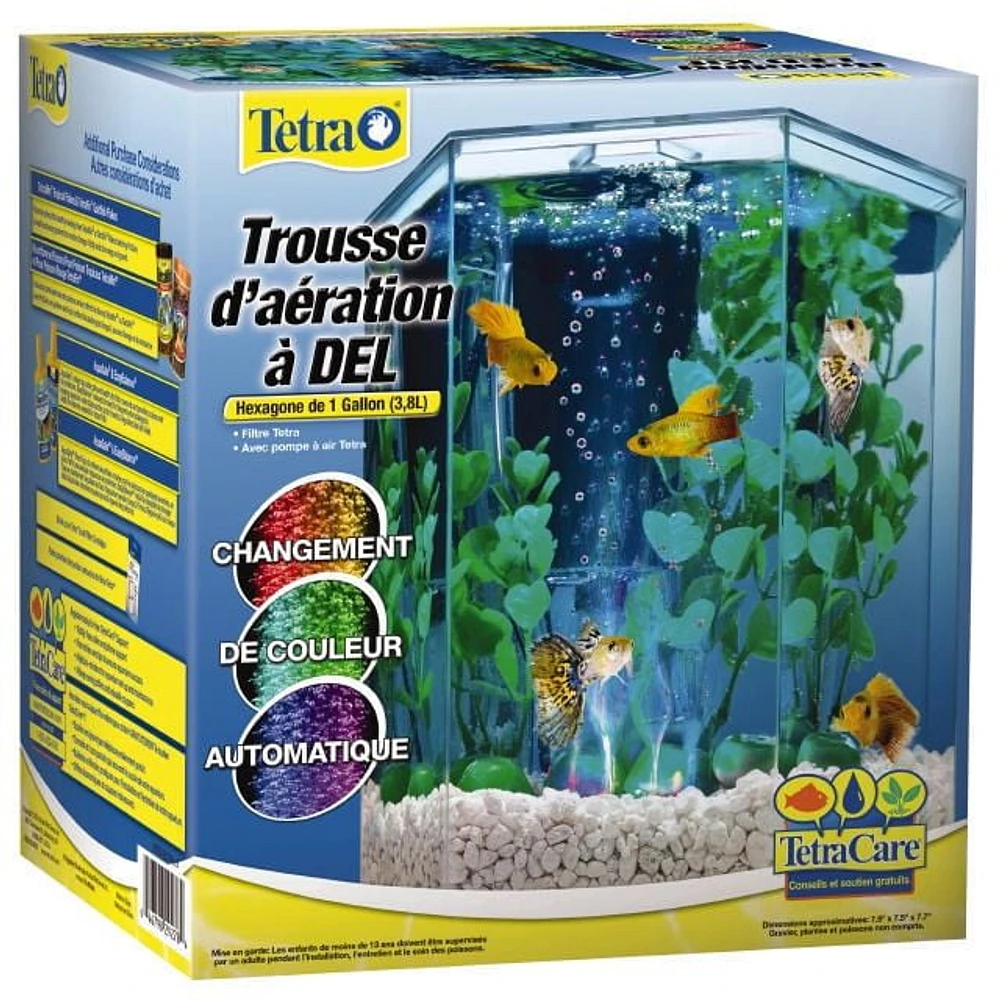 Tetra Bubbling Hexagon Aquarium Kit with LED Light, 1 Gallon