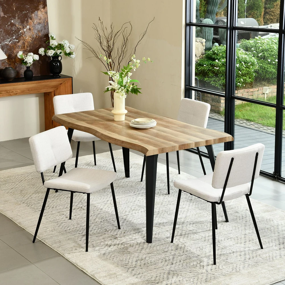 Homy Casa Dining Room Sets for 4 Person - 5 Piece 63 Inch Dining Table and Chairs with Upholstery Side Chairs Seat