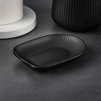 Thyme & Table, Ceramic Ribbed Spoon Rest, Black, Spoon Rest