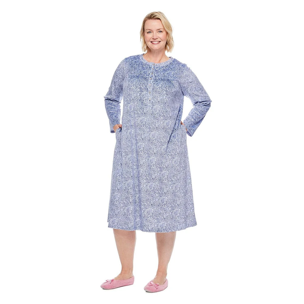 Robe de nuit à manches longues Iyla Plus pour femmes Tailles 1X-4X