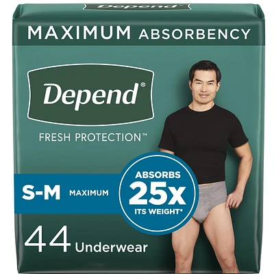 Sous-vêtement d’incontinence Depend Fresh Protection pour hommes, degré d’absorption maximal, gris 36 - 44 Unités