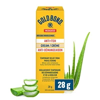 Gold Bond Medicated Anti Itch Cream, 28g Tube, Hand and Body Cream that Provides Temporary Pain and Itch Relief from Minor Cuts and Burns, Skin Irritation, Scrapes, Insect Bites and Sunburn, 28 g