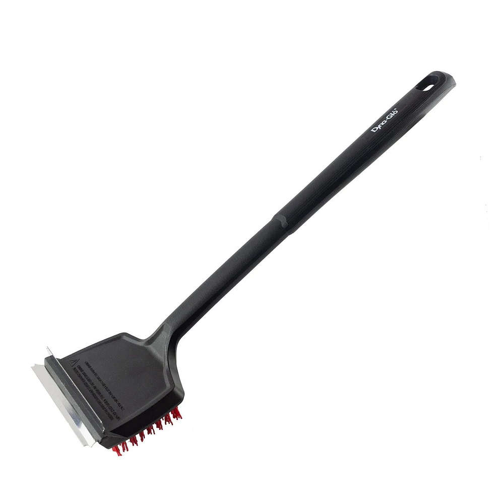 Dyna-Glo 18 Inch Flat Top Grill Brush with Nylon Bristles and Stainless Steel Scraper