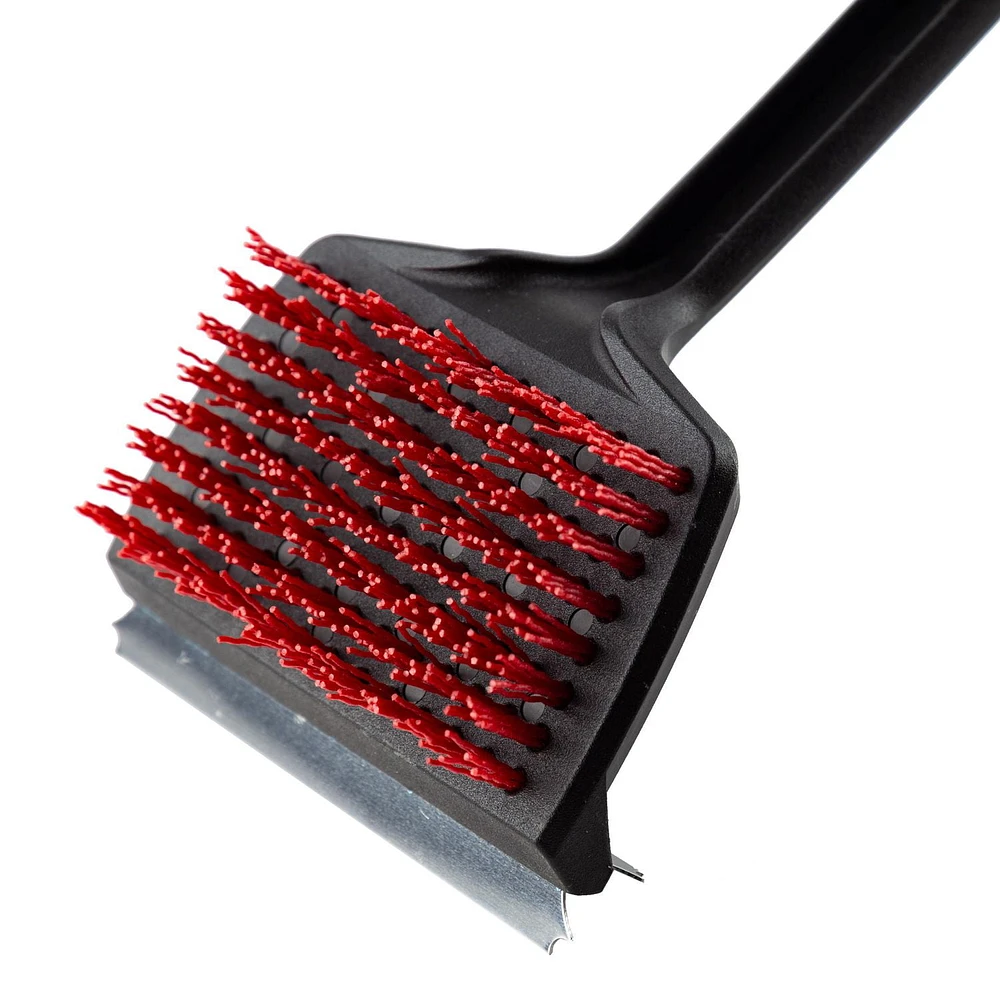 Dyna-Glo 18 Inch Flat Top Grill Brush with Nylon Bristles and Stainless Steel Scraper