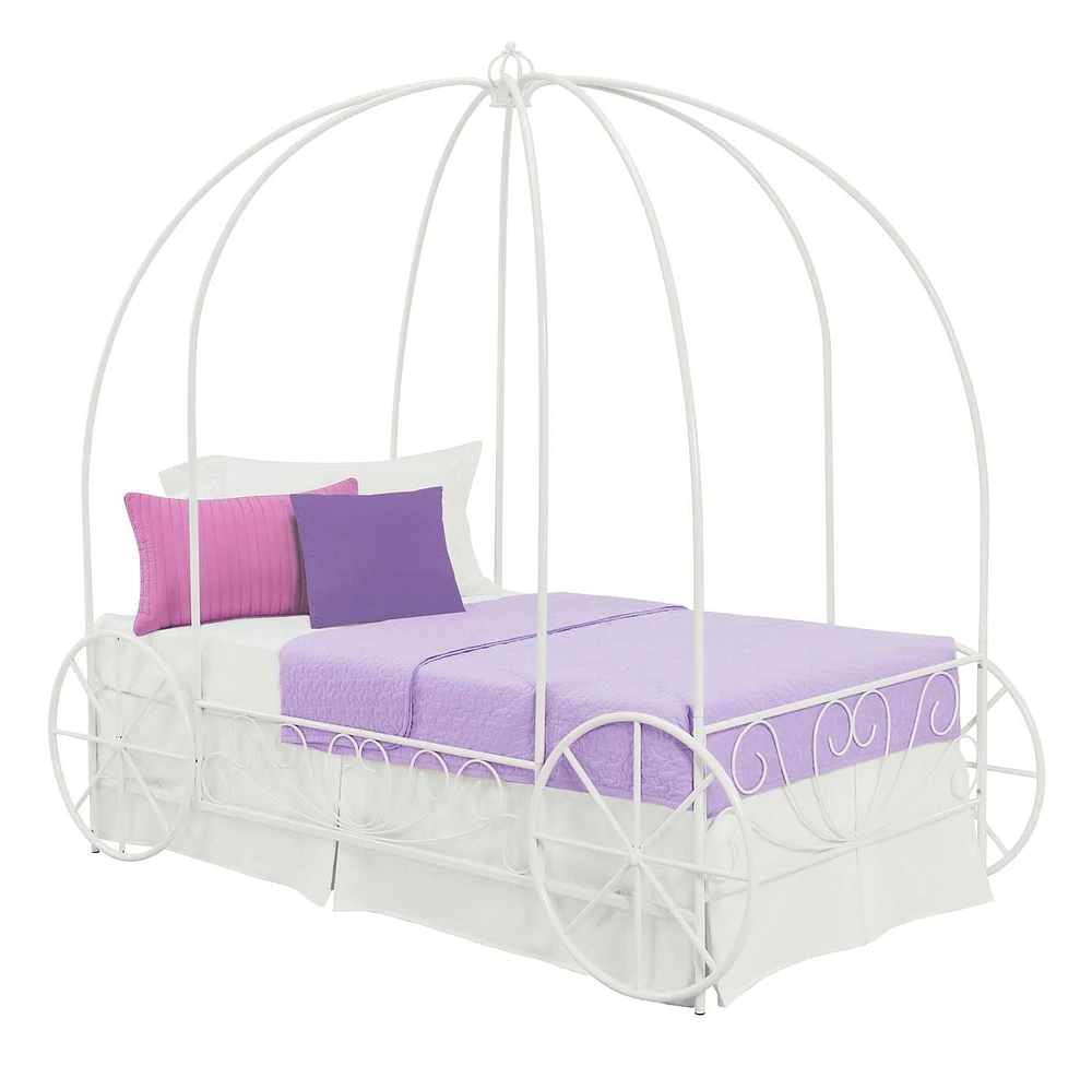 DHP Princess White Metal Twin Carriage Bed