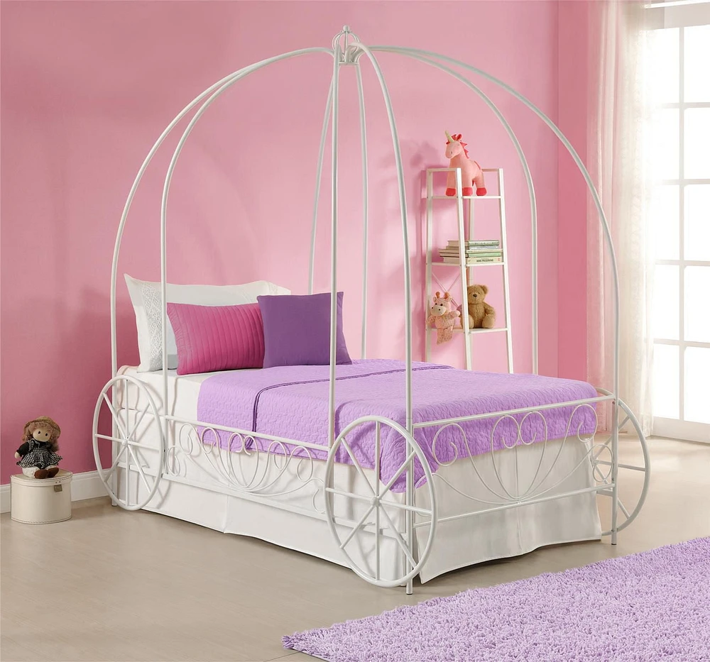 DHP Princess White Metal Twin Carriage Bed