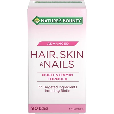 NATURE'S BOUNTY Hair, Skin & Nails Advanced, Maintains Structure Of Hair, Skin & Nails 90.0 count, 90 Tablets