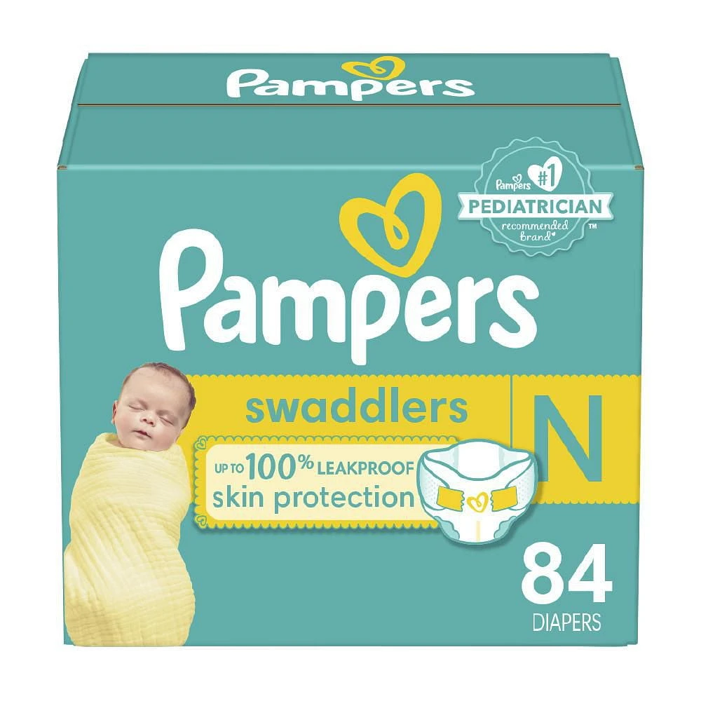 Pampers Swaddlers Diapers - Super Pack, Sizes NB-7, 84-44 Count