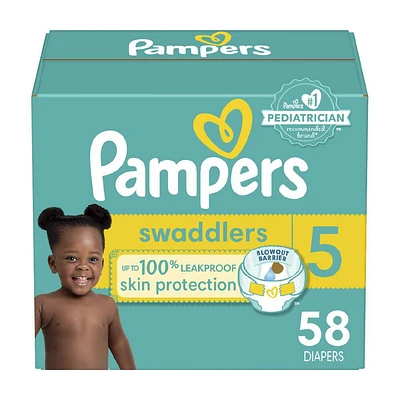 Pampers Swaddlers Diapers - Super Pack, Sizes NB-7, 84-44 Count