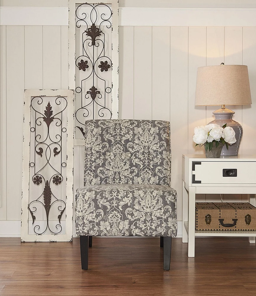 Avondale Grey Damask Accent Chair