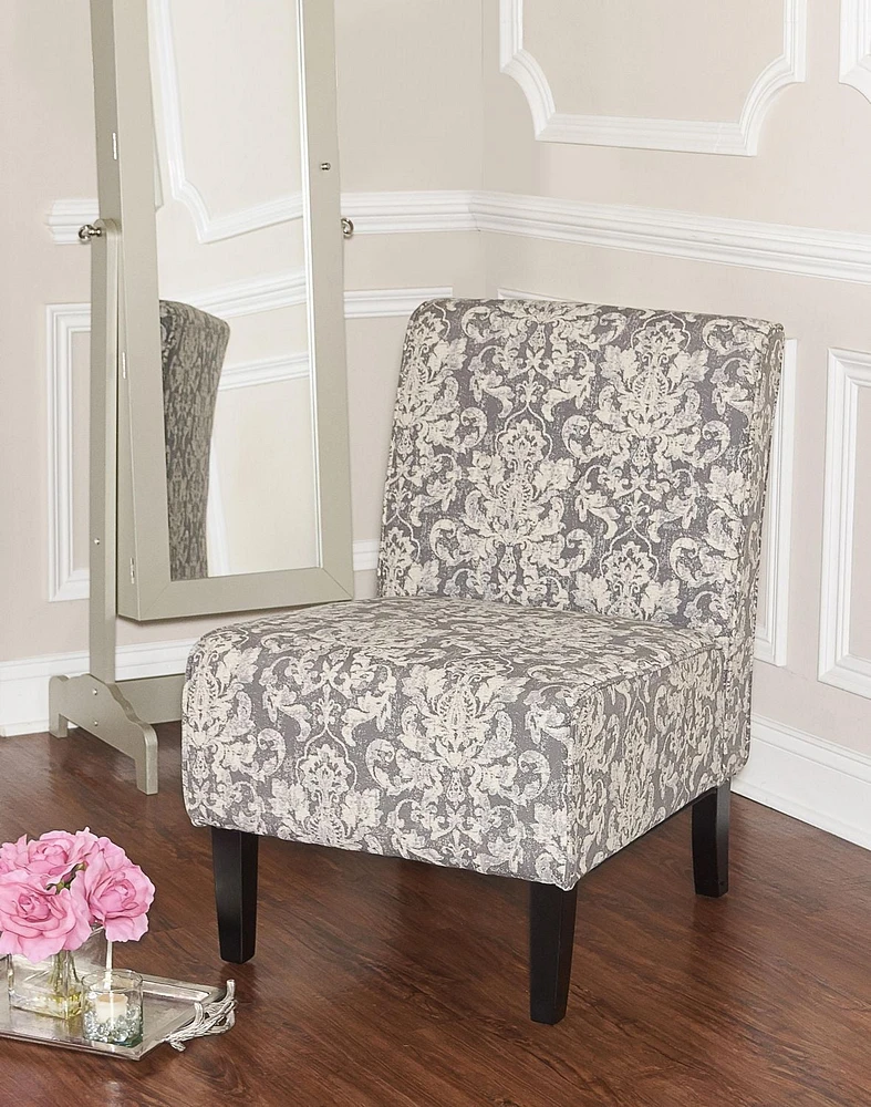 Avondale Grey Damask Accent Chair