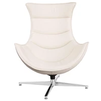 Melrose White Leather Swivel Cocoon Chair