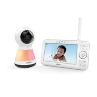 VTech VM5255 Moniteur de bébé vidéo numérique à balayage panoramique de 5 po avec veilleuse (Blanc) VM5255