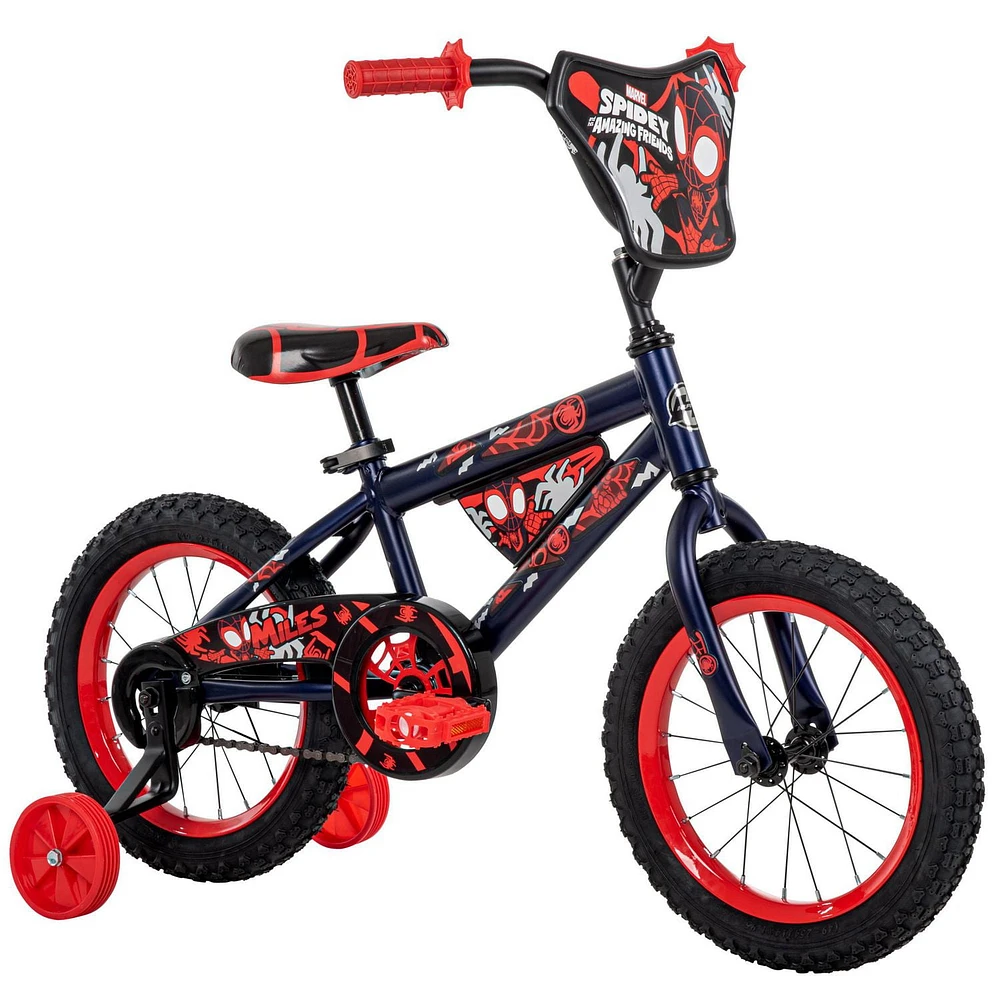 Marvel Spidey and His Amazing Friends Miles 14-inch Bike for Boys, Blue/Red, by Huffy, Ages 4-6