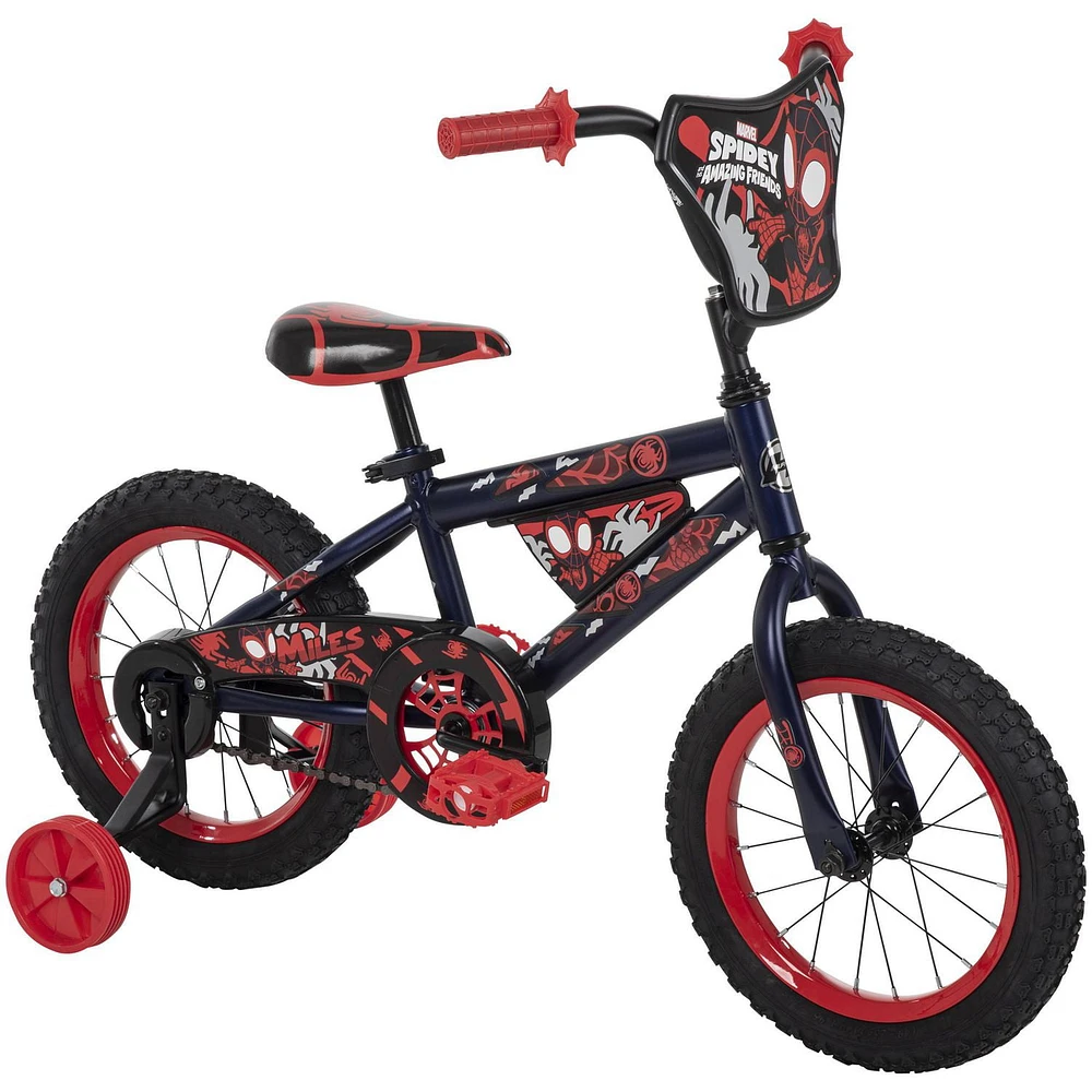 Marvel Spidey and His Amazing Friends Miles 14-inch Bike for Boys, Blue/Red, by Huffy, Ages 4-6