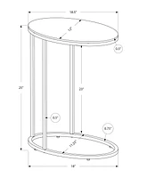 Monarch Specialties Accent Table, C-shaped, End, Side, Snack, Living Room, Bedroom, Glossy White Laminate, Chrome Metal, Contemporary, Modern