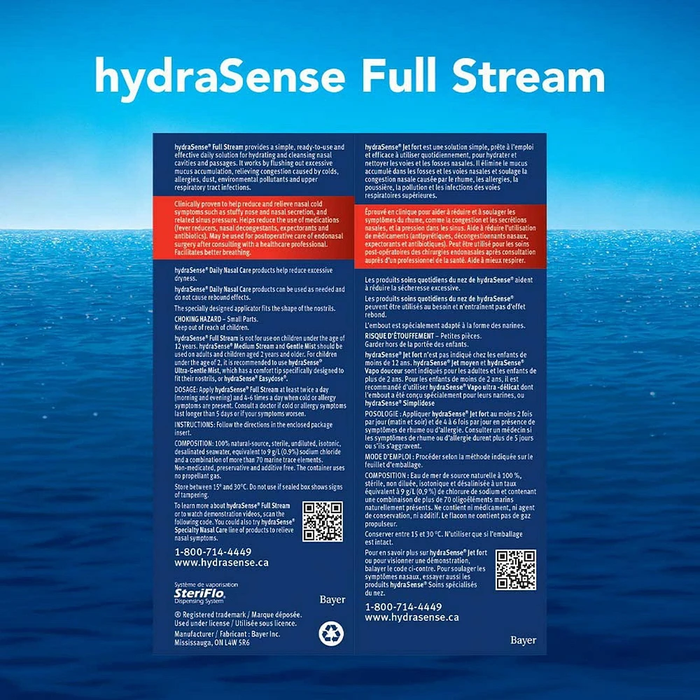 hydraSense soins quotidiens du nex jet fort Vaporisateur de 210 mL