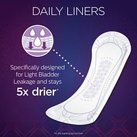 Microliners quotidiens Poise, protège-slips d'incontinence, absorption la plus légère