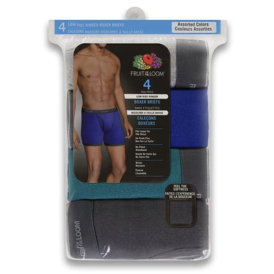 Fruit of the Loom Mens' Low Rise Boxer Briefs, 4-Pack