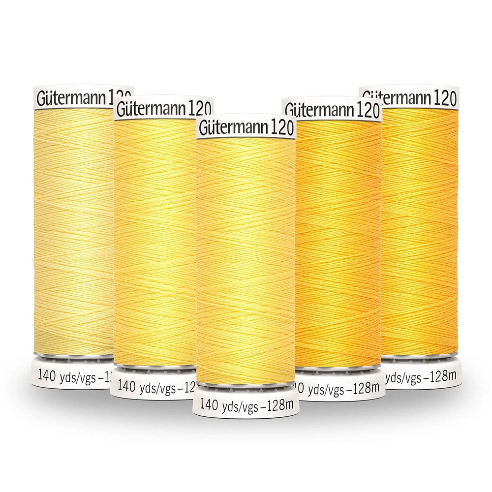 Gutermann 120 100% Polyester All Purpose Thread in Colour Gradient Pack of 5