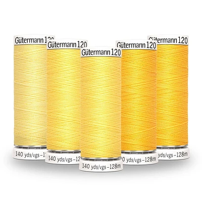 Gutermann 120 100% Polyester All Purpose Thread in Colour Gradient Pack of 5