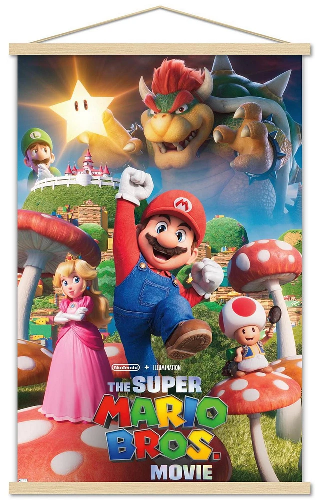 The Super Mario Bros. Movie - Mushroom Kingdom Key Art Wall Poster, 22.375" x 34"