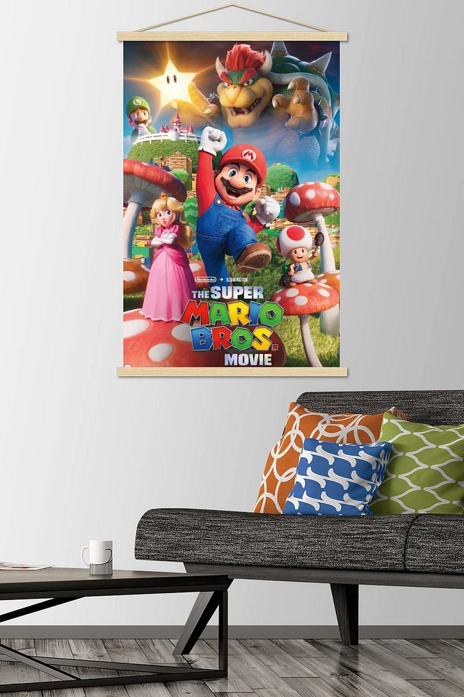 The Super Mario Bros. Movie - Mushroom Kingdom Key Art Wall Poster, 22.375" x 34"