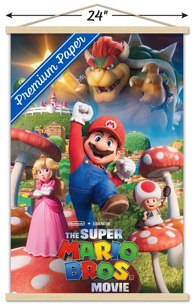 The Super Mario Bros. Movie - Mushroom Kingdom Key Art Wall Poster, 22.375" x 34"