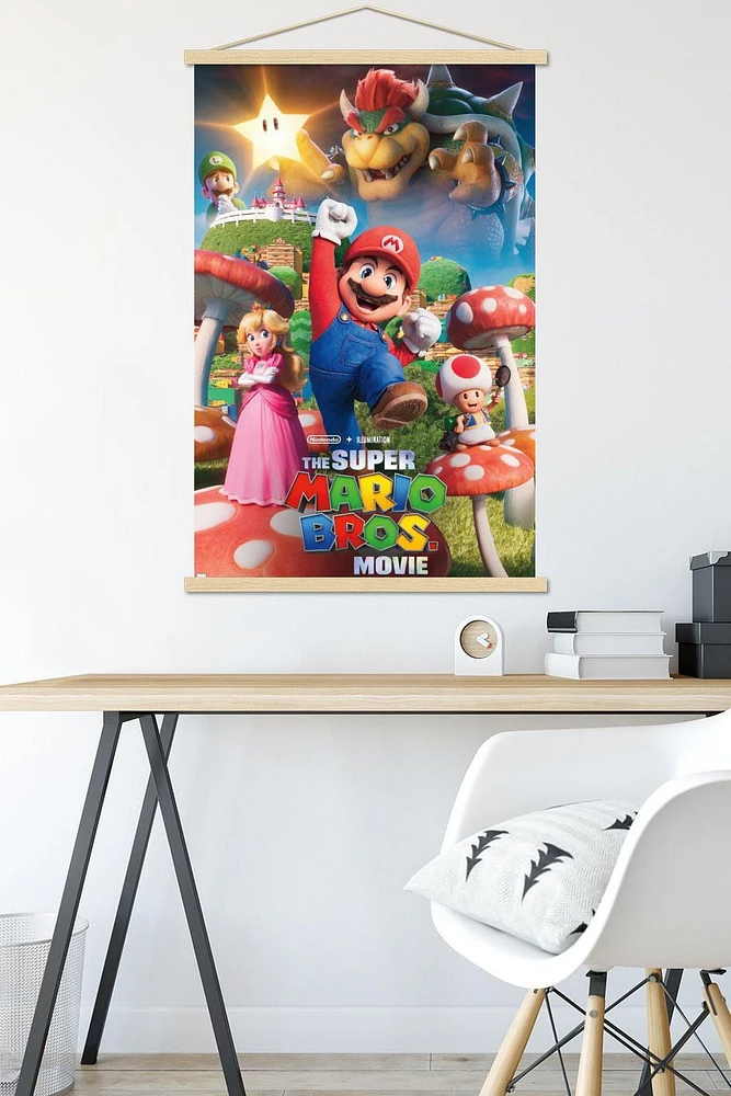 The Super Mario Bros. Movie - Mushroom Kingdom Key Art Wall Poster, 22.375" x 34"